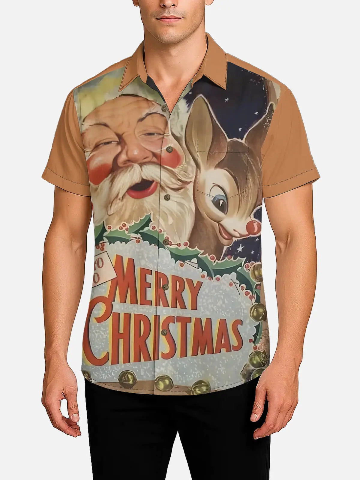 Christmas Shirt Vintage Santa Artwork in Big and Tall Sizes