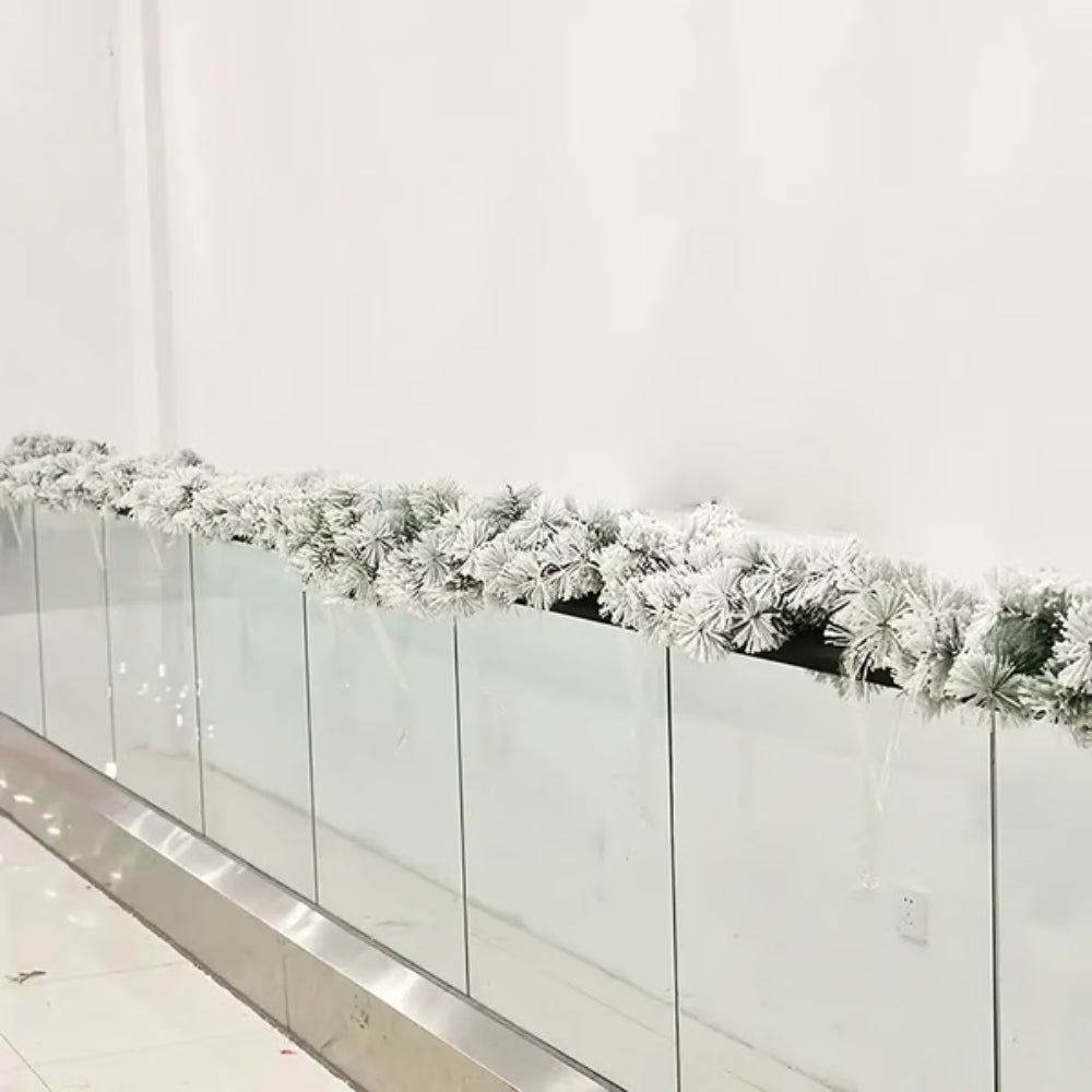 Christmas Garland Snow Flocked Pine and White Cedar for Stairs and Mantels