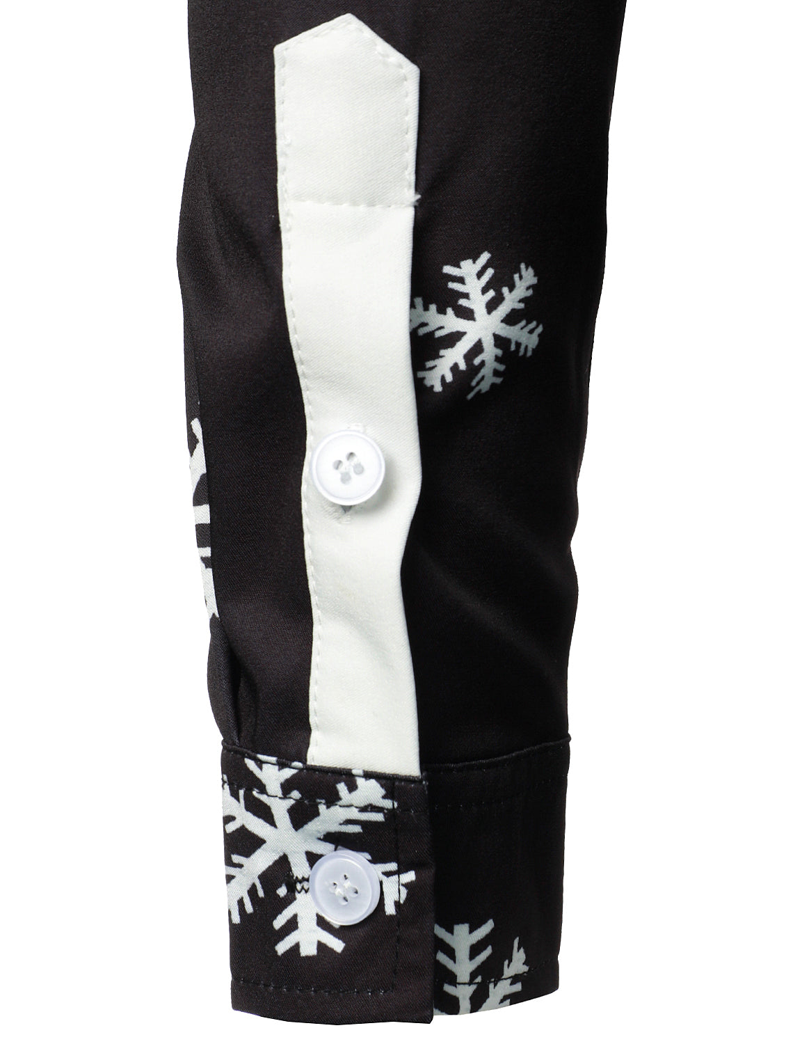 Mens Christmas Shirt Black Novelty Santa Print Long Sleeve Button Front Top