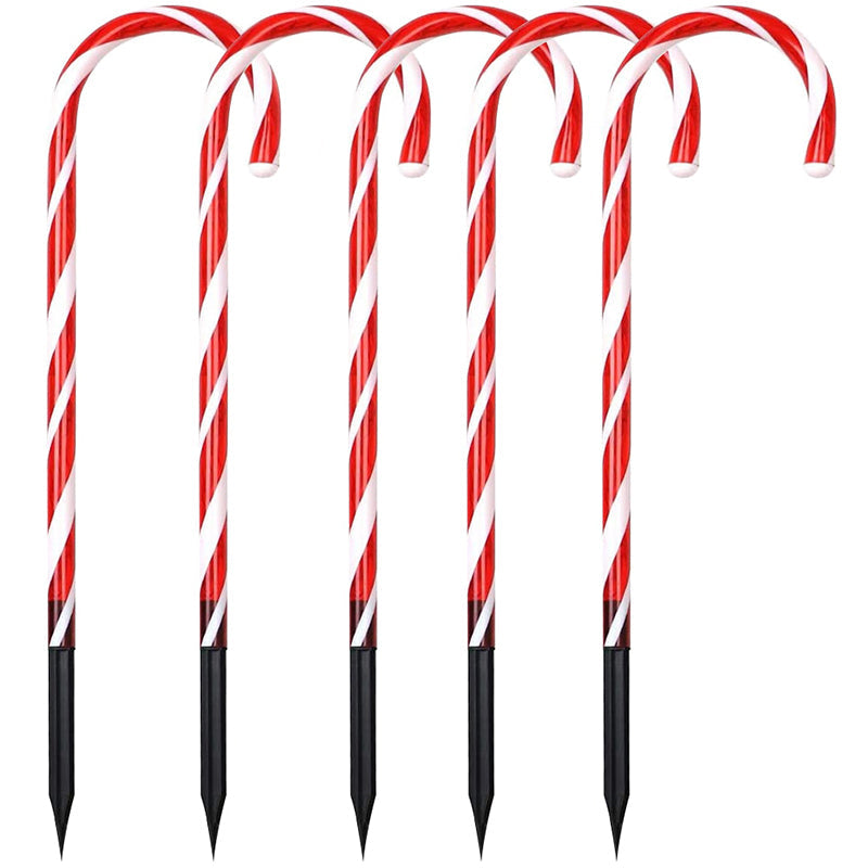 Christmas Decorations Candy Cane Stakes Solar in Two Sets