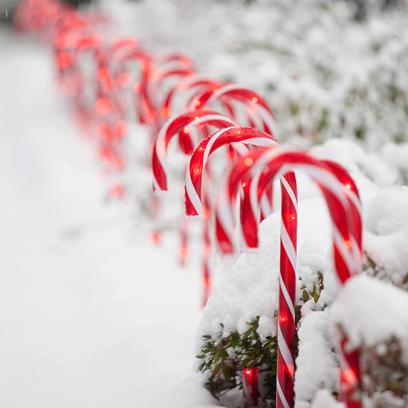 Christmas Decorations Candy Cane Stakes Solar in Two Sets