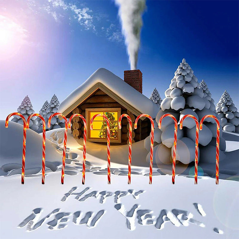Christmas Decorations Candy Cane Stakes Solar in Two Sets