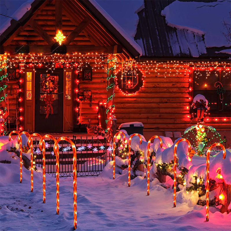 Christmas Decorations Candy Cane Stakes Solar in Two Sets
