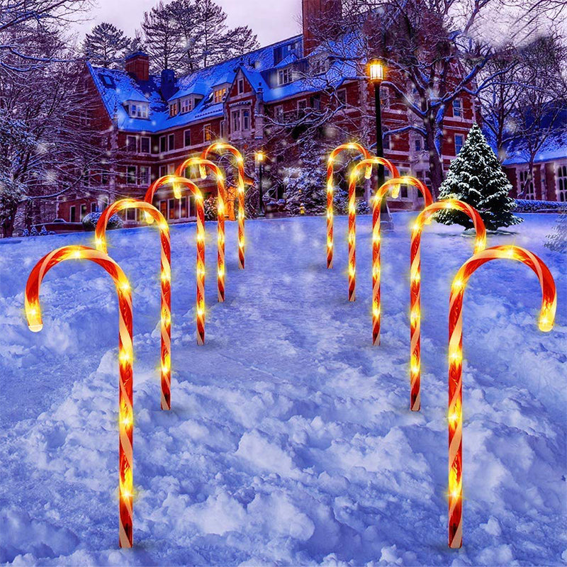 Christmas Decorations Candy Cane Stakes Solar in Two Sets