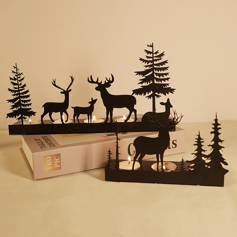 Christmas Decorations Reindeer Tealight Holder in Iron Handmade