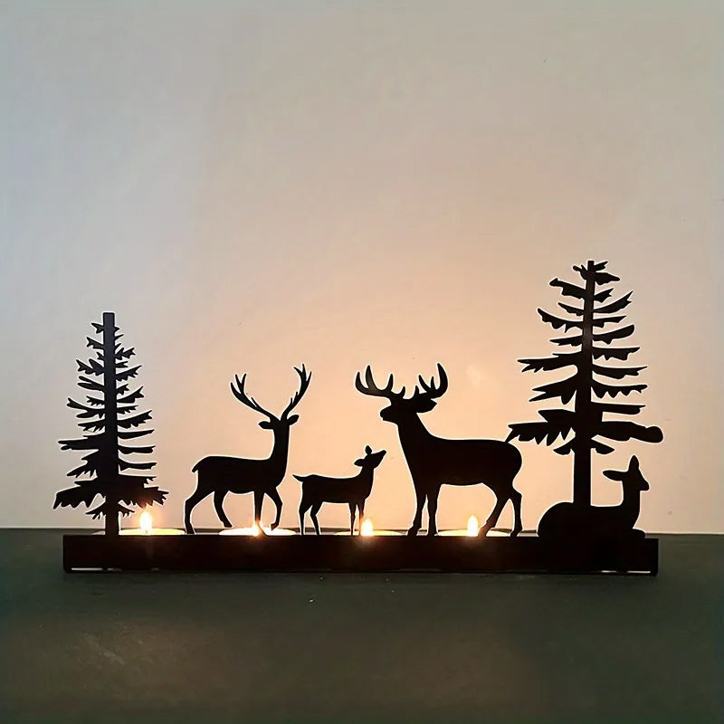Christmas Decorations Reindeer Tealight Holder in Iron Handmade