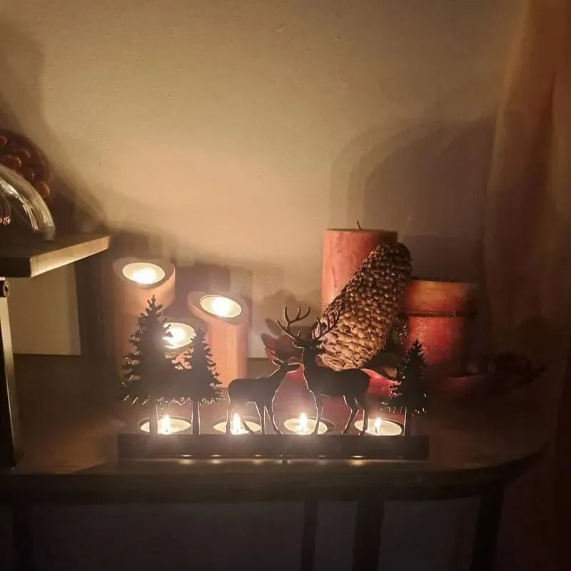 Christmas Decorations Reindeer Tealight Holder in Iron Handmade