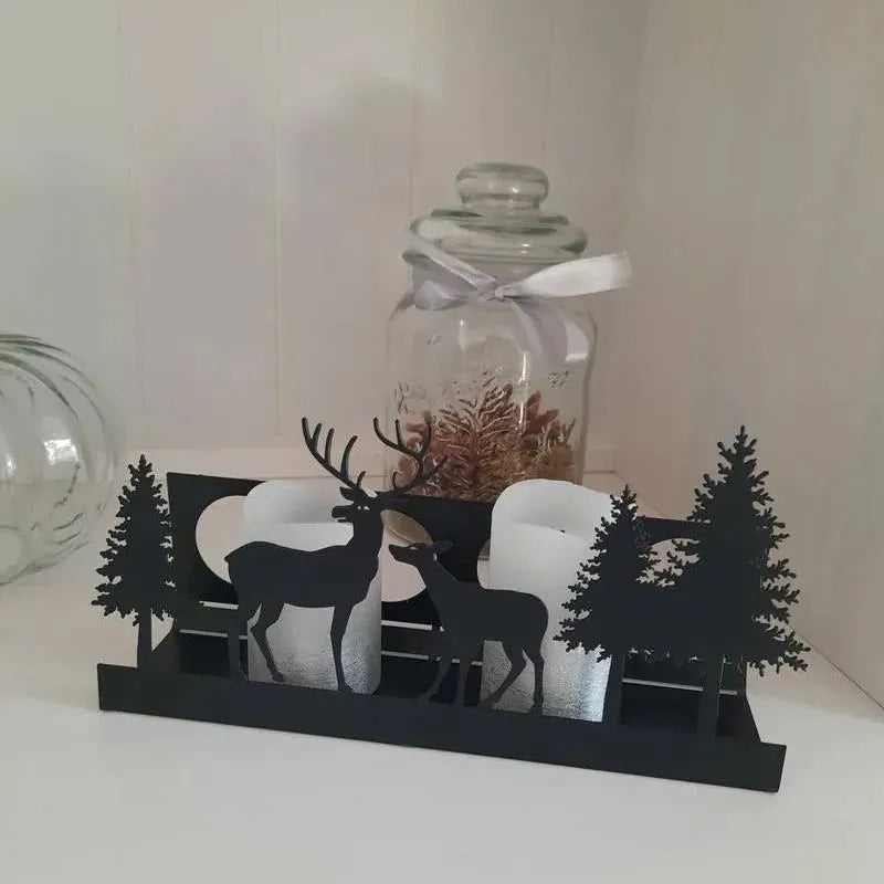 Christmas Decorations Reindeer Tealight Holder in Iron Handmade