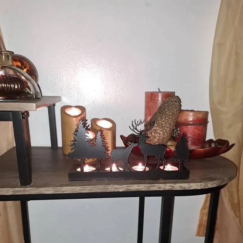 Christmas Decorations Reindeer Tealight Holder in Iron Handmade