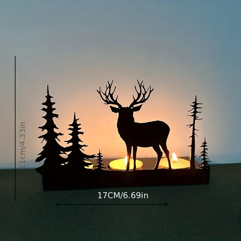 Christmas Decorations Reindeer Tealight Holder in Iron Handmade