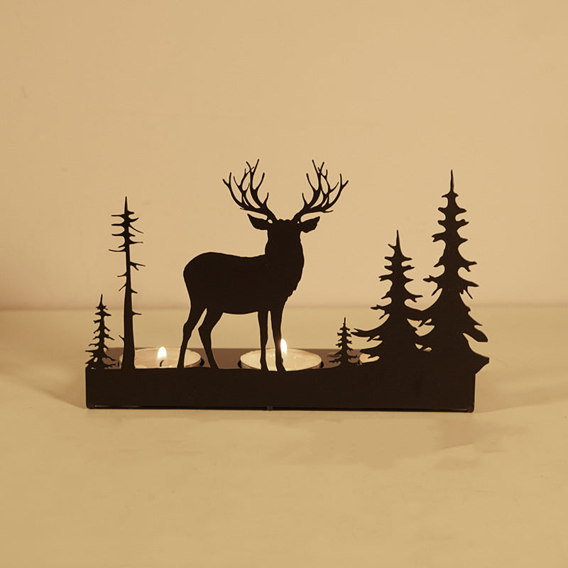 Christmas Decorations Reindeer Tealight Holder in Iron Handmade