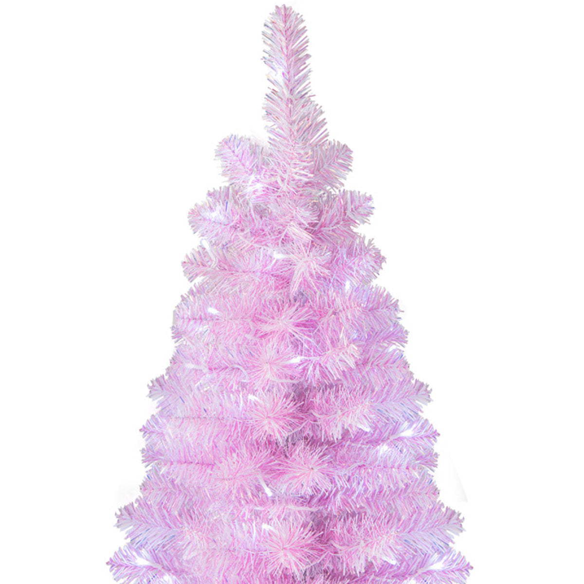 Artificial Christmas Tree Pink Pencil 7 Foot with 670 Leaves and Cold LEDs