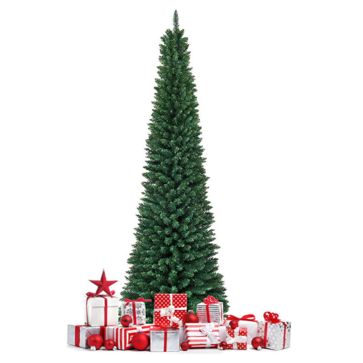 Artificial Christmas Tree Pencil Slim 7 Foot for Corners and Narrow Rooms