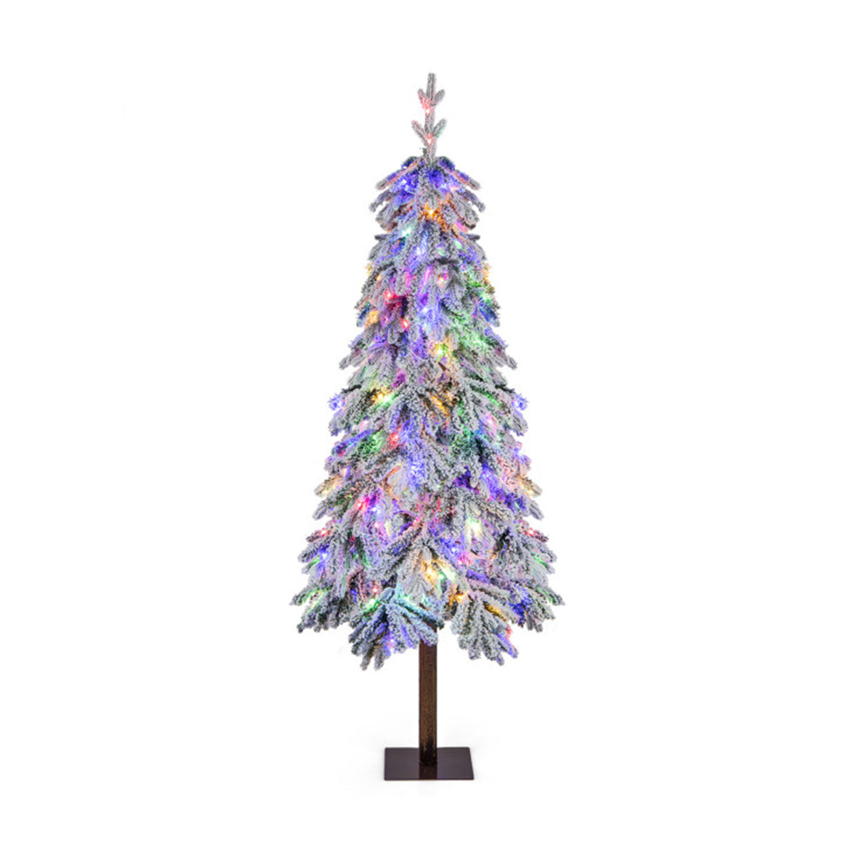 Artificial Christmas Tree Flocked 6 Foot Pre Lit with 220 LEDs in 11 Modes