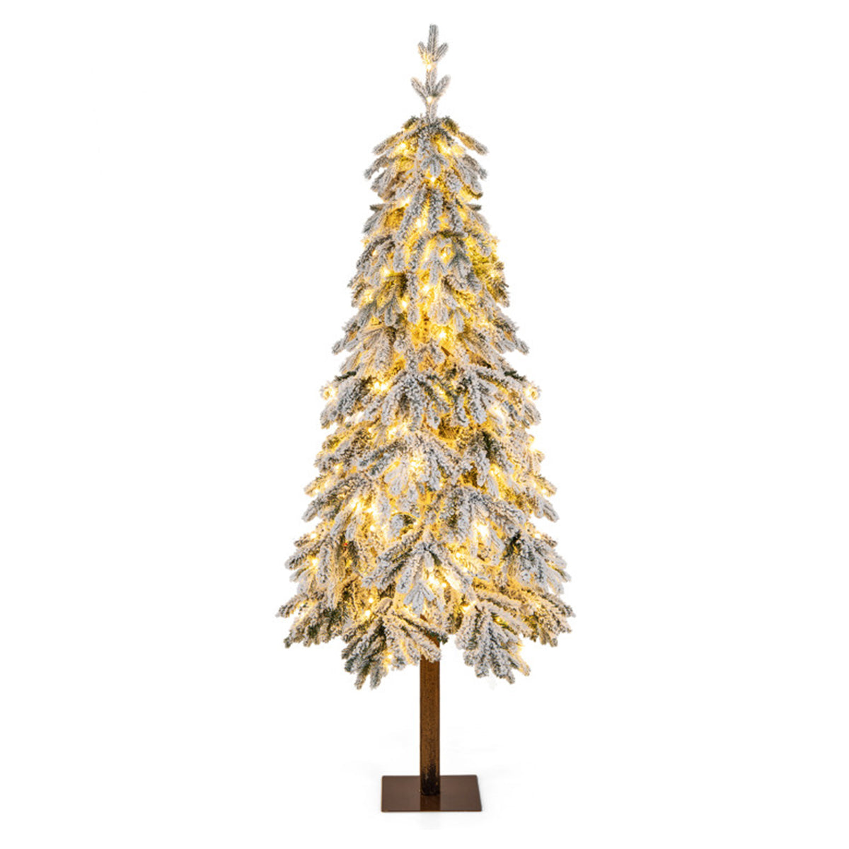 Artificial Christmas Tree Flocked 6 Foot Pre Lit with 220 LEDs in 11 Modes