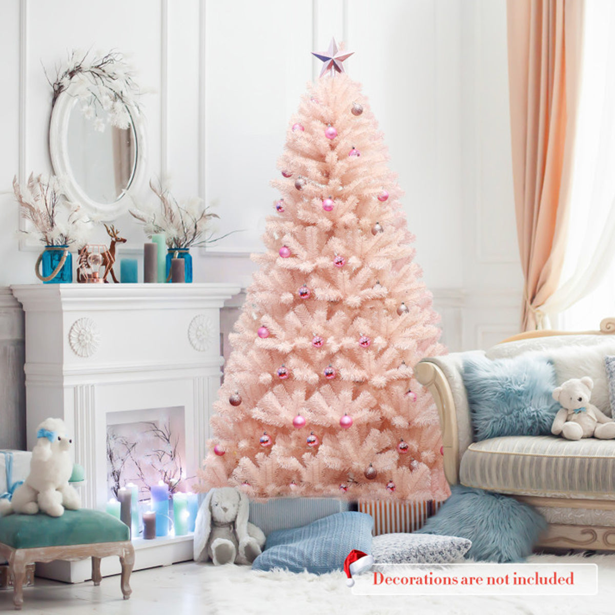 Artificial Christmas Tree Pink 6 Foot Pre Lit with 937 Branch Tips
