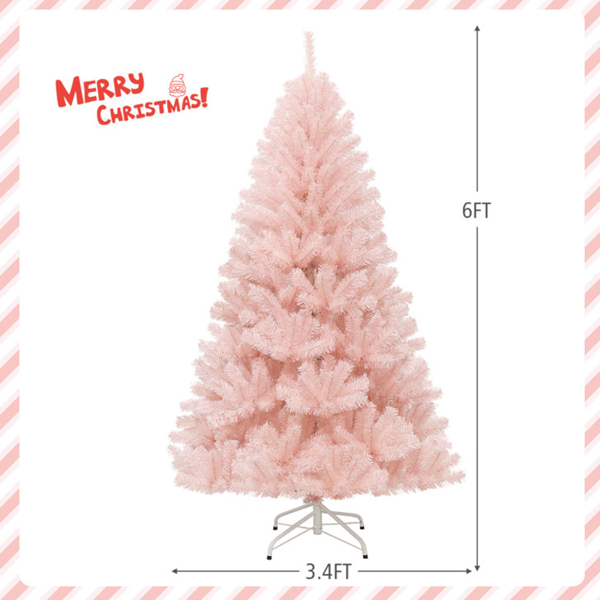 Artificial Christmas Tree Pink 6 Foot Pre Lit with 937 Branch Tips