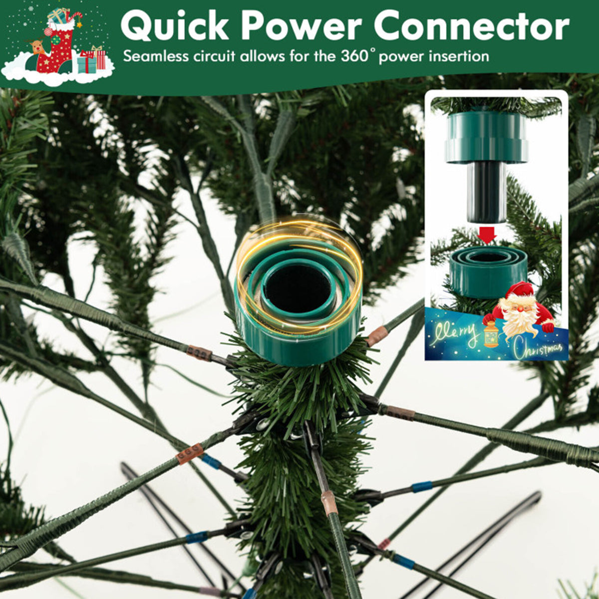 Pre Lit Christmas Tree Snowy Tipped Hinged with 2489 Branch Tips and Remote