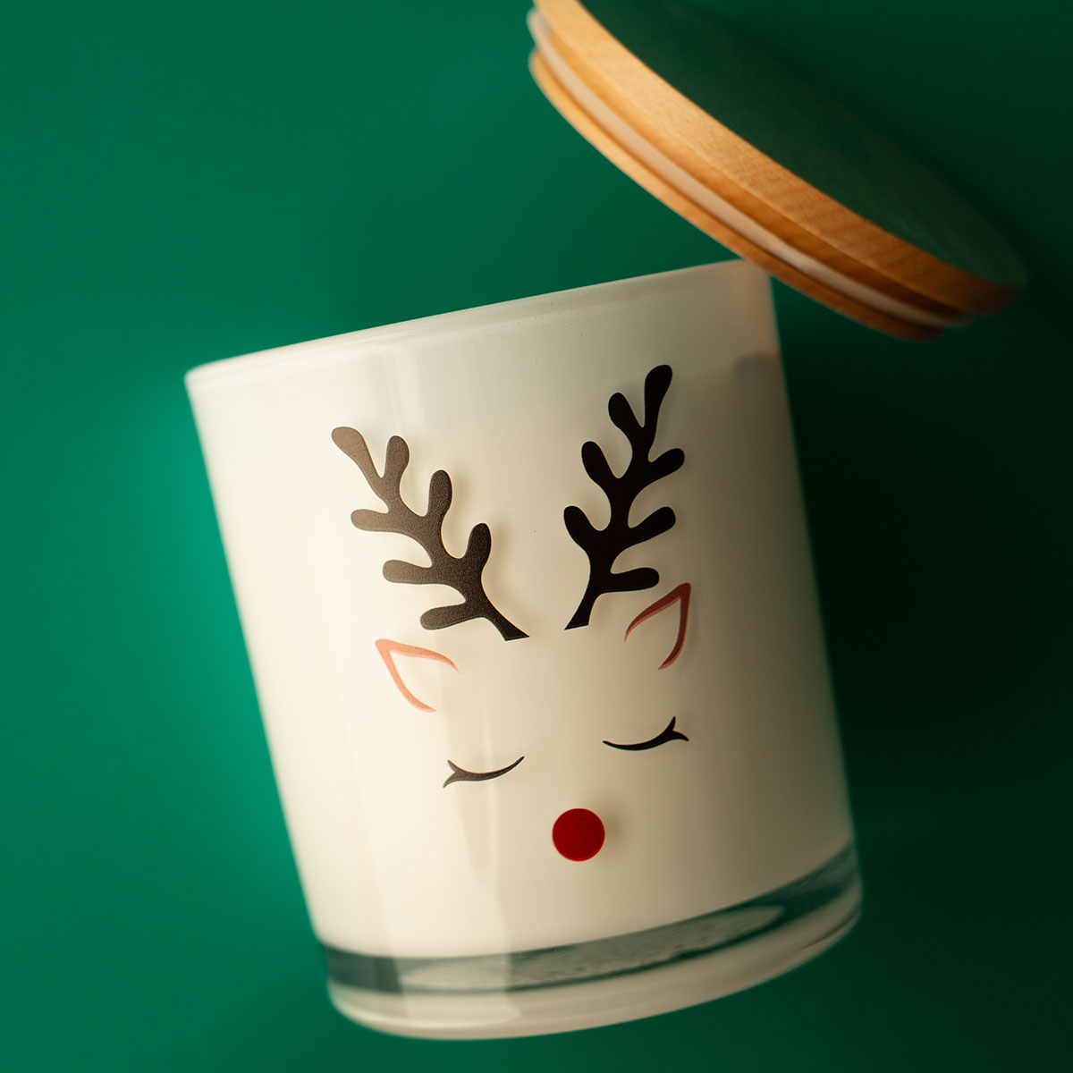 Christmas Candle Reindeer Print in Four Scents on Glass