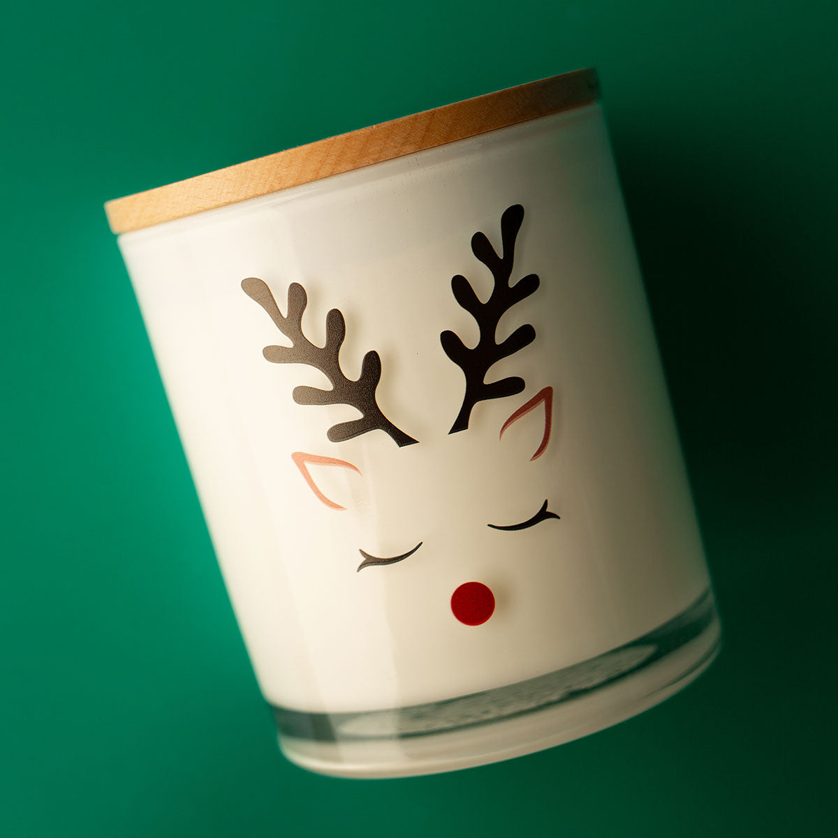Christmas Candle Reindeer Print in Four Scents on Glass