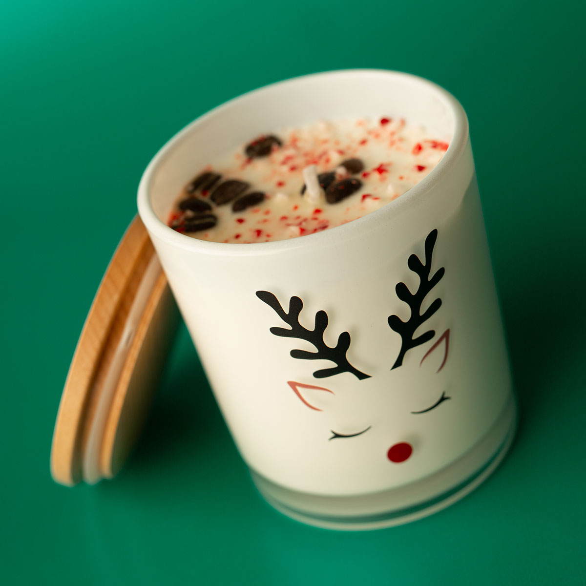 Christmas Candle Reindeer Print in Four Scents on Glass