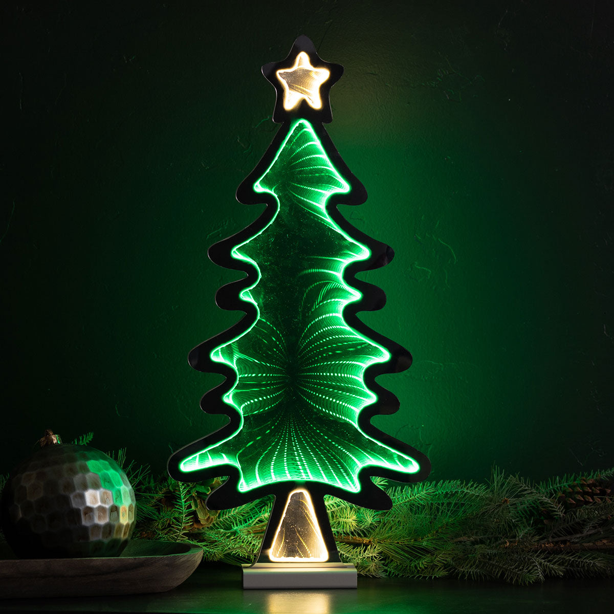 Christmas Lights Infinity Tree 25 Inch Acrylic with Dual Sided Star