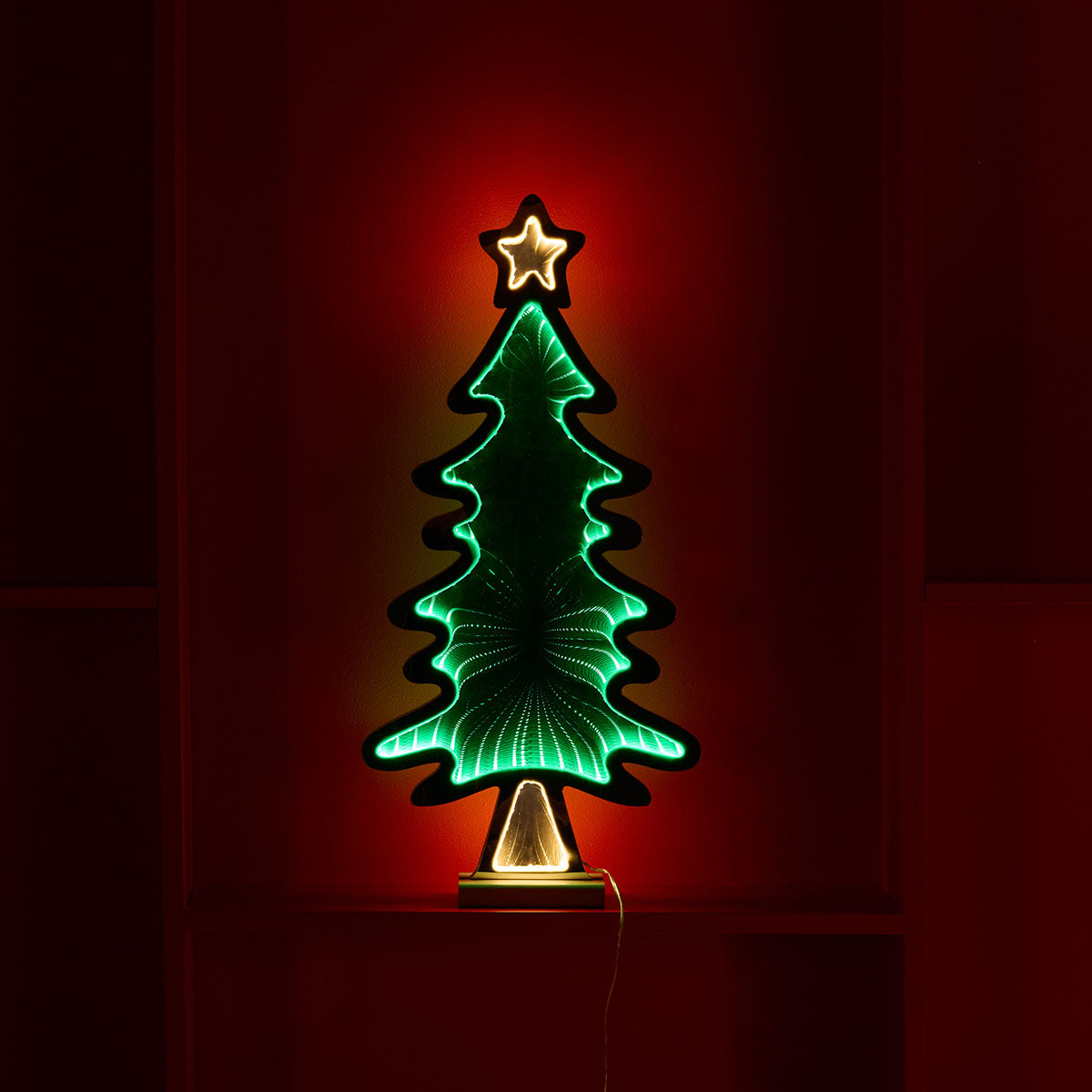 Christmas Lights Infinity Tree 25 Inch Acrylic with Dual Sided Star