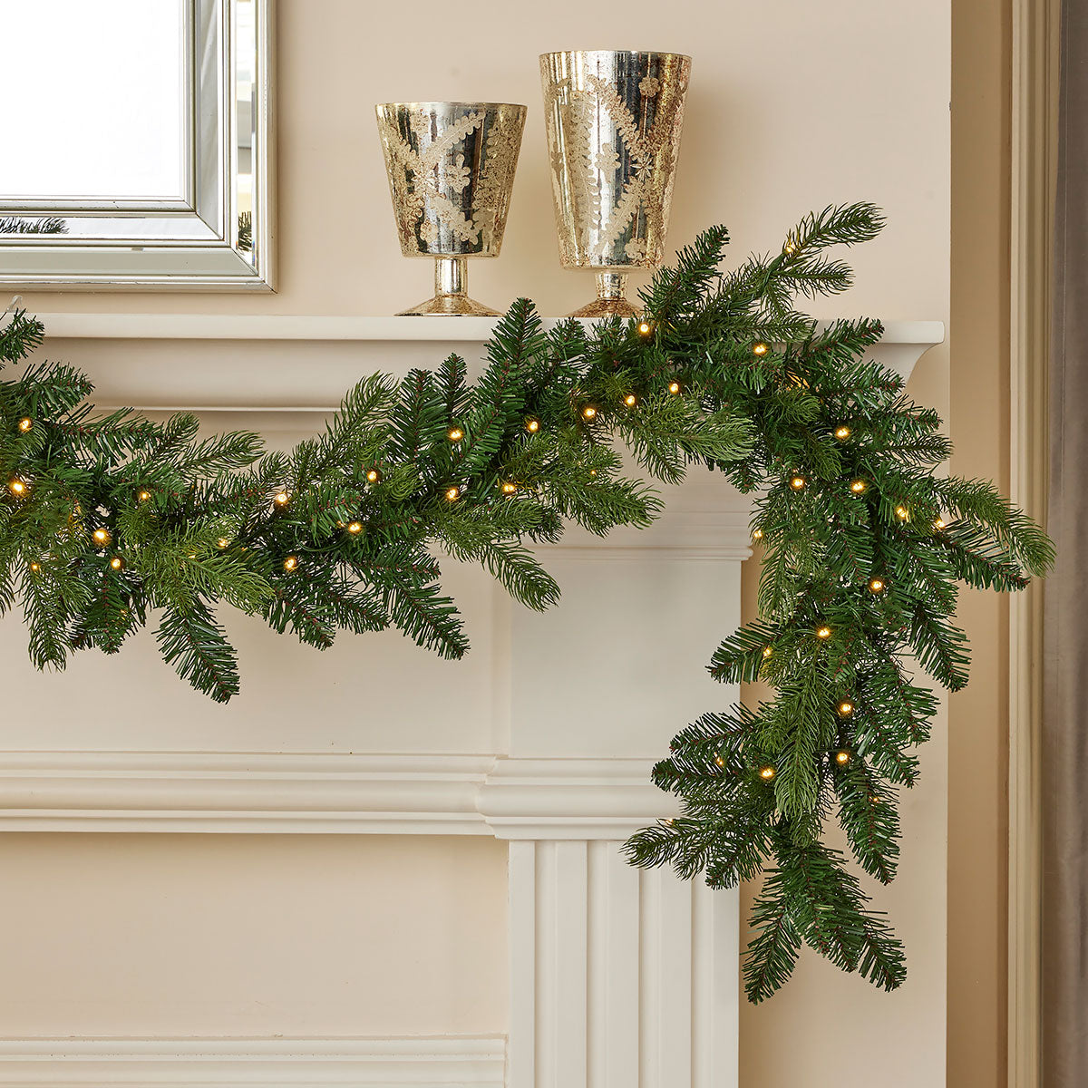 Holiday Decor Pine Garland 6 Foot Lit with a Remote