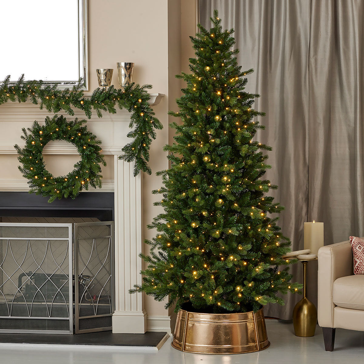 Holiday Decor Pine Garland 6 Foot Lit with a Remote