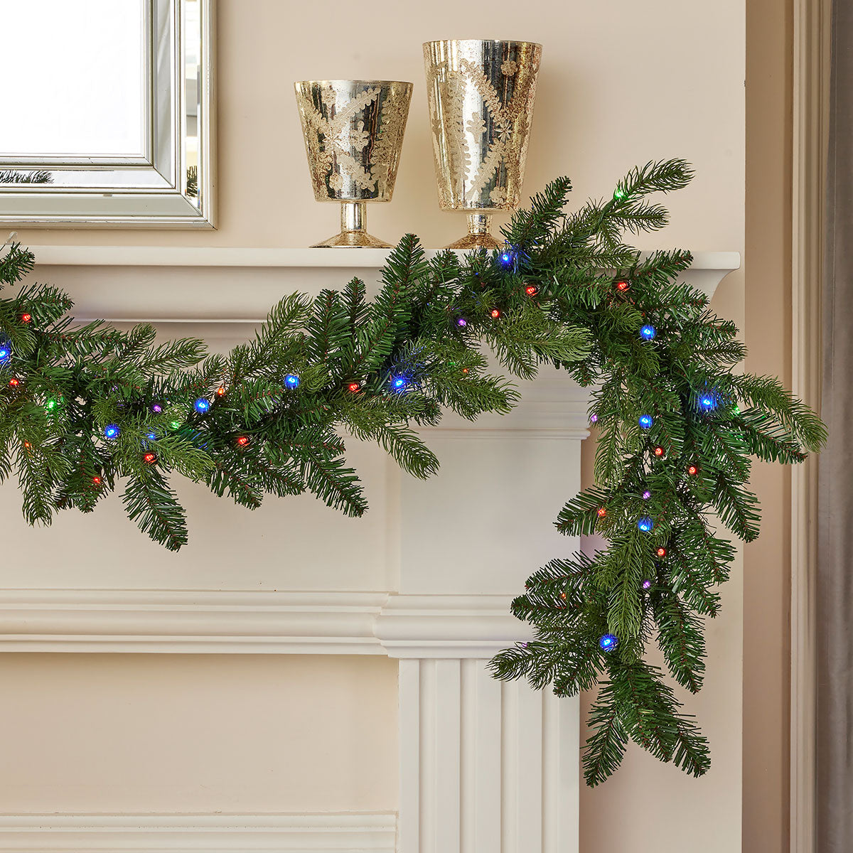 Holiday Decor Pine Garland 6 Foot Lit with a Remote