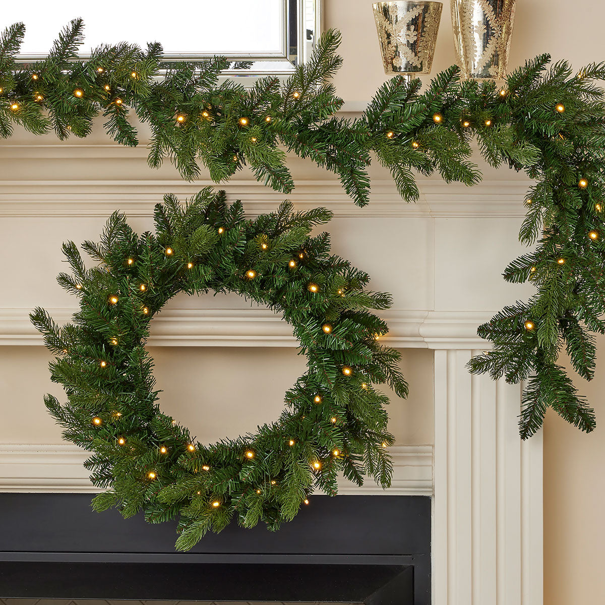 Holiday Decor Pine Garland 6 Foot Lit with a Remote