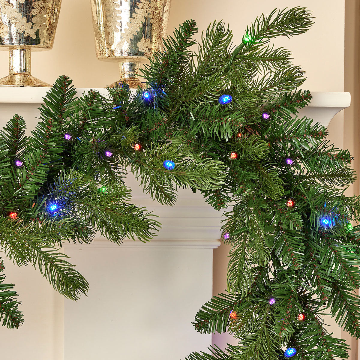 Holiday Decor Pine Garland 6 Foot Lit with a Remote