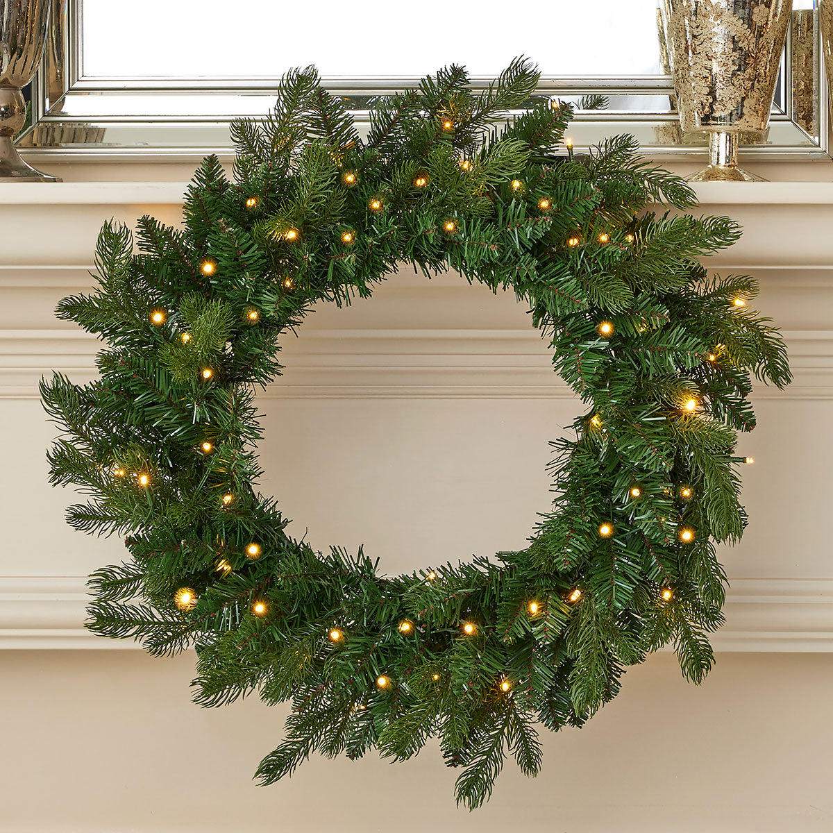 Holiday Decor Pine Wreath 24 Inch with Nine Light Functions