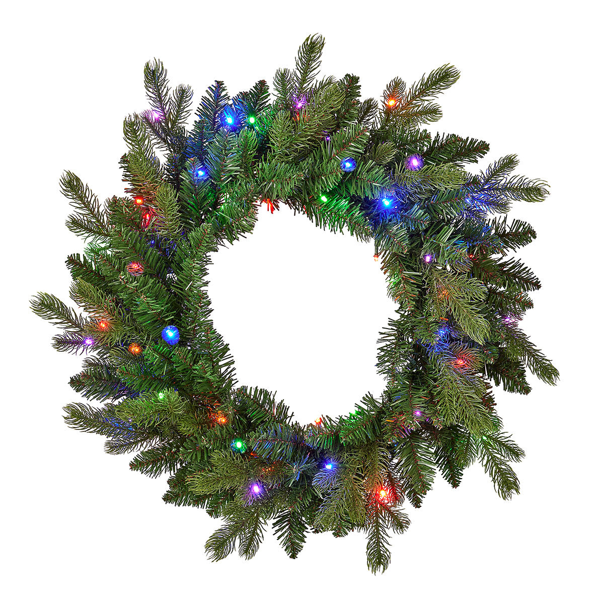 Holiday Decor Pine Wreath 24 Inch with Nine Light Functions