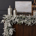 Holiday Decor Flocked Fir Garland 9 Foot with Warm LEDs