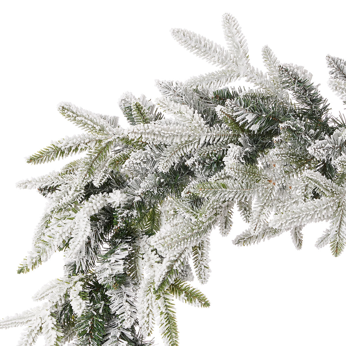 Holiday Decor Flocked Fir Garland 9 Foot with Warm LEDs