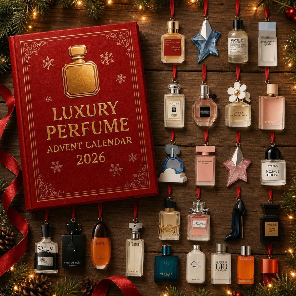 Advent Calendar 24 Decorative Perfume Bottle Designs Behind Daily Doors