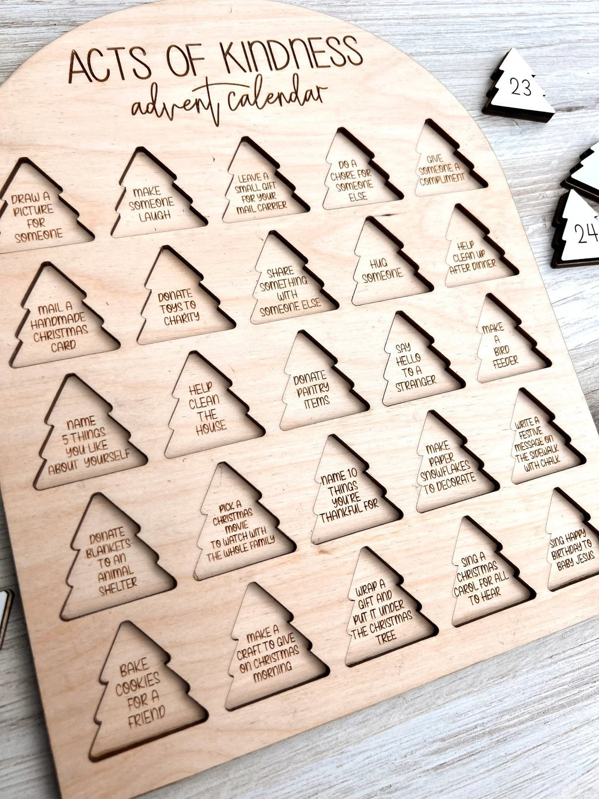 Advent Calendar Acts of Kindness in Wood for a Family