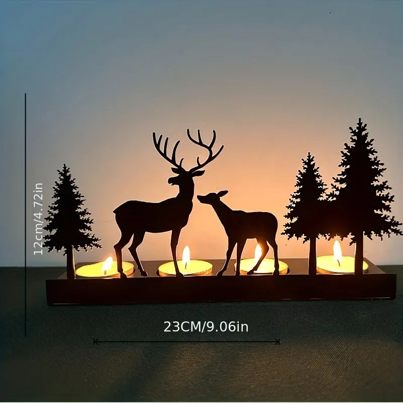 Christmas Decorations Reindeer Tealight Holder in Iron Handmade