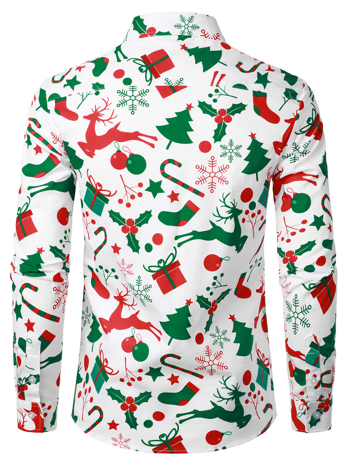 Christmas Ornaments Print Shirt in Cotton with Long Sleeves