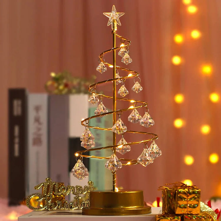 Christmas Lights Crystal Spiral Tree with a Star on Top