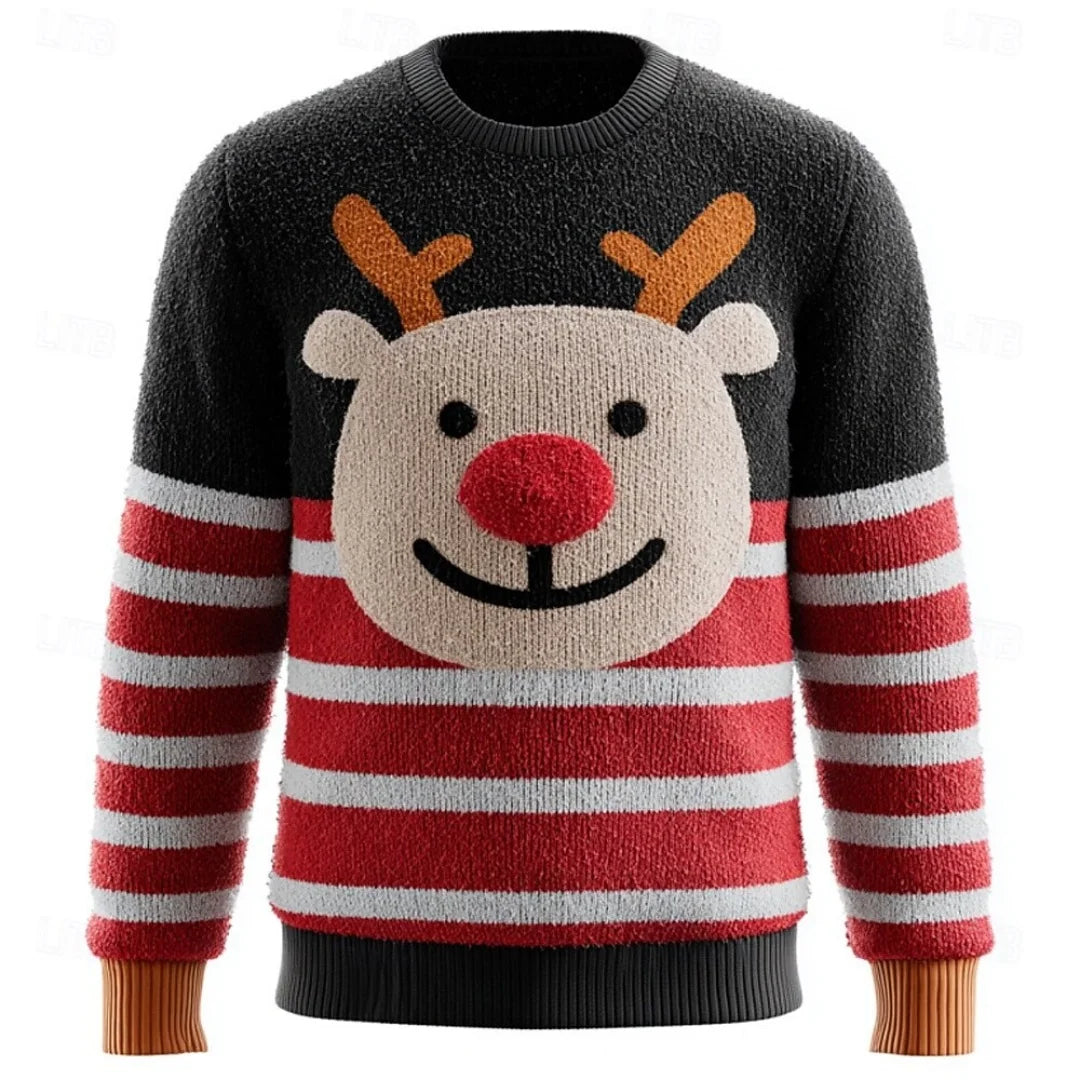 Christmas Sweater Reindeer Knit in Cotton Blend to Size 3XL