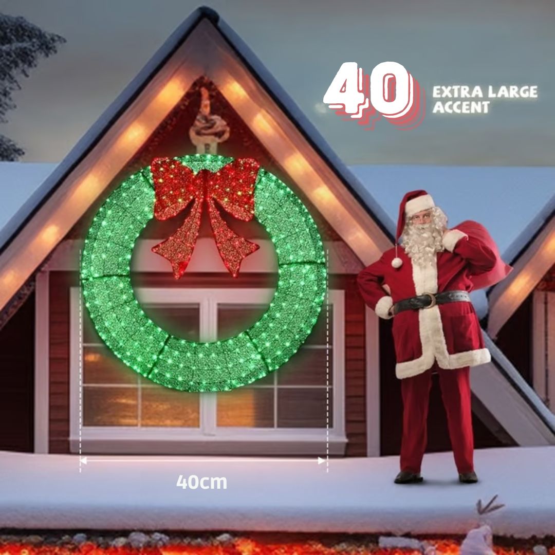 Christmas Wreath Large 40 cm with 400 Warm LEDs and Remote for Outdoors