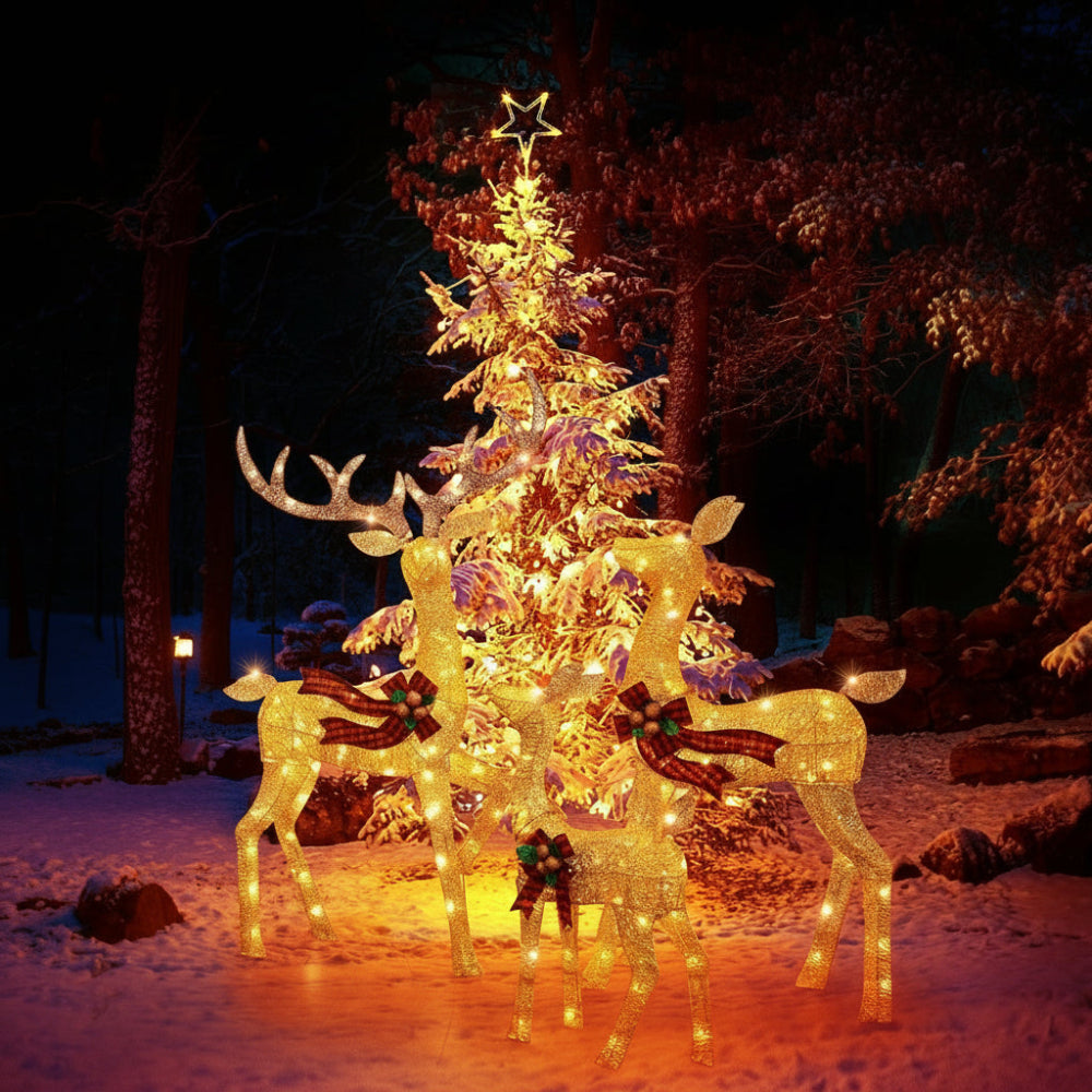 Christmas Decorations LED Reindeer Set of Three for Gardens with Stakes