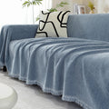 Herringbone Sofa Cover with Tassel Trim Furniture Protector in Five Lengths