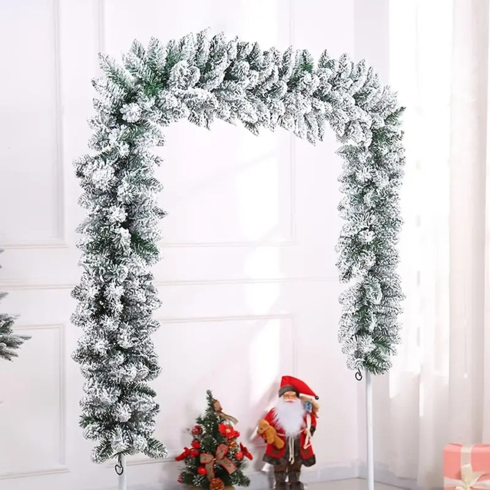 Christmas Garland Snow Flocked Pine and White Cedar for Stairs and Mantels