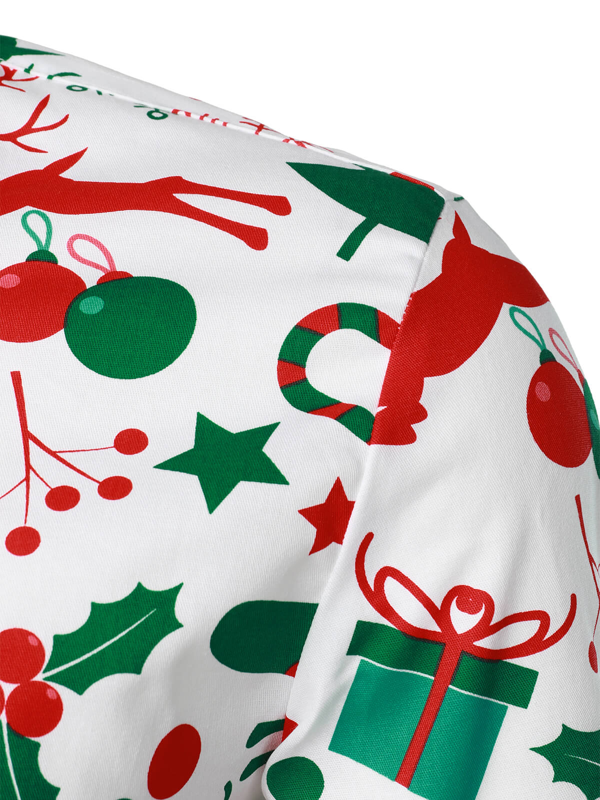 Christmas Ornaments Print Shirt in Cotton with Long Sleeves