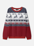 Ugly Christmas Sweater Reindeer Fair Isle Knit in Red to Size 6XL