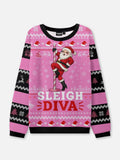 Ugly Christmas Sweater Santa on a Pole in Pink up to Size 6XL