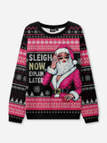 Ugly Christmas Sweater Santa with Attitude in Pink to Size 6XL